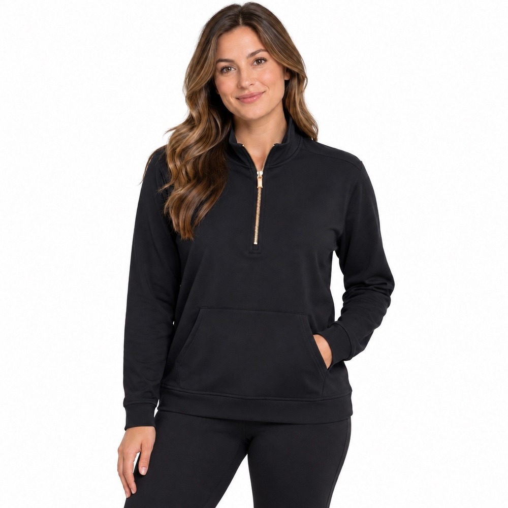 NEW Skechers GOwalk Gorpcore.  XL Black Quarter Zip Pullover Gold Zipper NWT